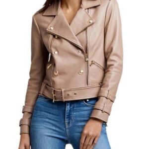 L'Agence Billie Belted Leather Jacket Tan
